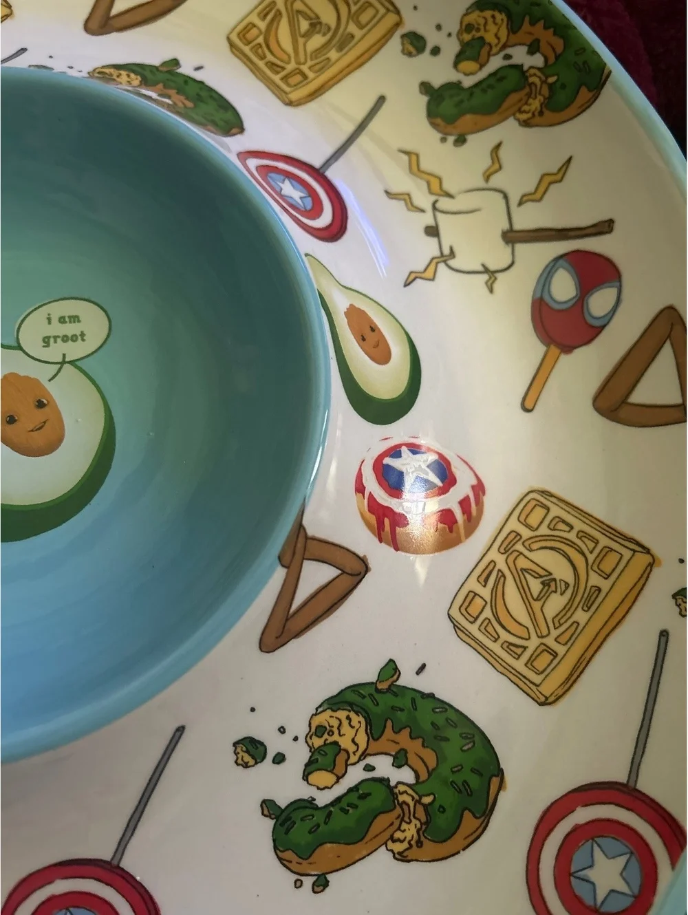 Marvel Avocado and Superhero Themed Ceramic Snack and Dip Serving Bowl